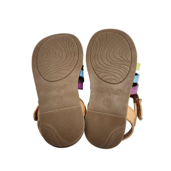 Cat & Jack Girls Rainbow Strappy Sandals Size 7 Velcro Closure Non-Marking Sole - Picture 3 of 9